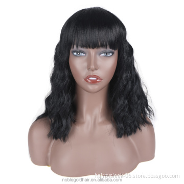 Rebecca fashion Cake curls  natural Bob Short Curly with bangs  Heat Resistant Wig   Loose Hair Lace Front Synthetic Hair Wigs